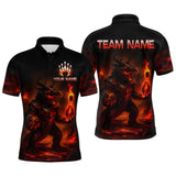 Maxcorners Personalized Red Flame Crocodile Bowling Team Shirt for Men Polo & Quarter-Zip Bowling Outfit MT1408