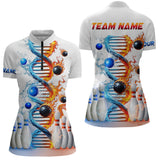 Maxcorners Custom Flame & Water DNA Bowling Shirt White Polo Bowling Jersey for Men And Women