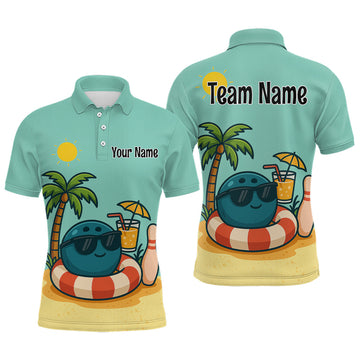 Maxcorners Summer Funny Bowling Jersey for Men and Women Custom Polo Bowling Shirt Bowling League Team Outfit