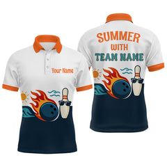 Maxcorners Personalized Flame Bowling Shirt Polo Bowling Summer with Team Name Gift for Bowlers TU0506