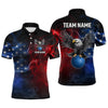Maxcorners Personalized American Bowling Shirts Men Women Eagle Polo Bowling Team Jersey