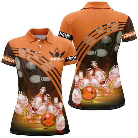 Maxcorners Bowling And Pins Multicolor Option Customized Name 3D Shirt For Women