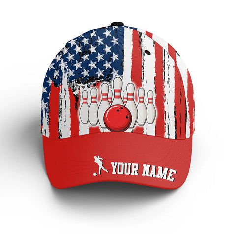Macorners Personalized Bowling 3D Cap, Custom Bowling Hat for Men Women, Bowling Pin & Ball Cap with Name 