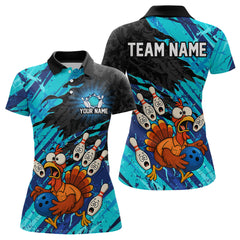 Maxcorners Custom Cyan Turkey Bowling Shirt Funny Ball Pin League Jersey for Men Polo Outfit LM0409