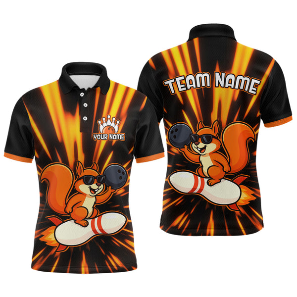Maxcorners Funny Squirrel Bowling Team Shirt Custom Bowling League Jersey for Men Bowling Outfit Polo & 1/4-Zip MT0609