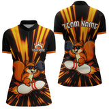 Maxcorners Funny Squirrel Bowling Team Shirt Custom Bowling League Jersey for Men Bowling Outfit Polo & 1/4-Zip MT0609