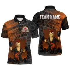 Maxcorners Bowling Pin Rocker Shirt for Men Music Bowlwing Team Leage Polo & Quarter-Zip Bowling Jersey MT1607