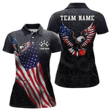 Maxcorners Personalized Us Flag Bowling Shirt Eagle Bowling Jersey Polo Shirt Bowling