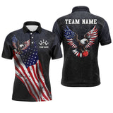 Maxcorners Personalized Us Flag Bowling Shirt Eagle Bowling Jersey Polo Shirt Bowling