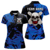 Maxcorners Skull Bowling Jersey Men Women Custom Blue Bowling Shirts Polo Bowling Team Shirt