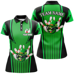 Maxcorners Personalized Bowling Patrick Day Shirt For Men Lucky Bowling Team Jersey Green Bowling Polo Shirt