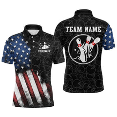 Maxcorners Personalized American Bowling Shirt Polo Bowling Jersey Patriotic Bowling Outfit