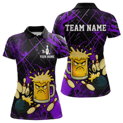 Maxcorners Custom Purple Funny Beer Bowling Shirt Team Bowling League Jersey for Men Bowling Outfit 
 LM1109