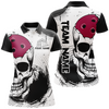 Maxcorners Personalized Bowling Shirt Skull Bowling Team Jersey Polo Shirt
