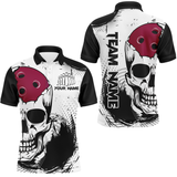 Maxcorners Personalized Bowling Shirt Skull Bowling Team Jersey Polo Shirt