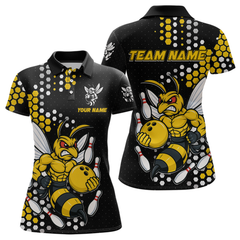 Maxcorners Custom Funny Bee Bowling Team Shirt Bowling Jersey for Men Bowling Outfit Gifts MT1607