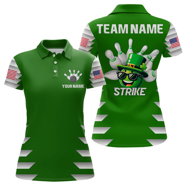 Maxcorners Lucky Bowling Shirt For Men St. Patrick Day Bowling Shirt Custom Green Polo Shirt