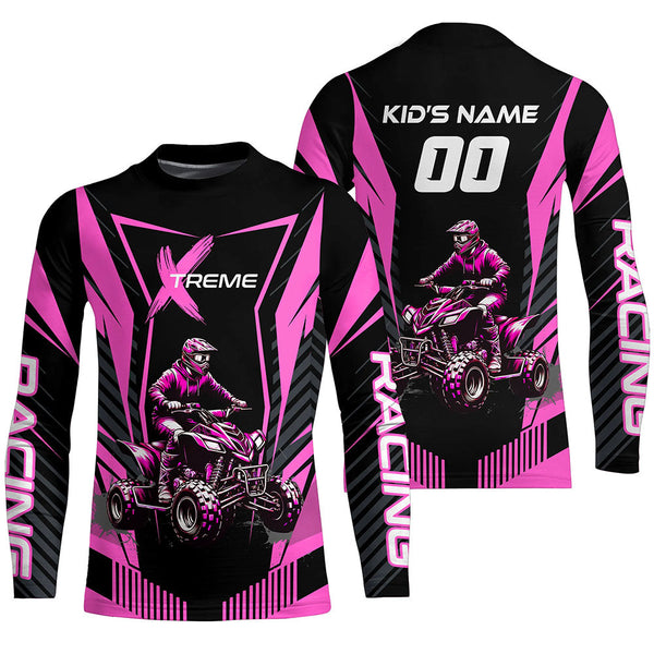 Maxcorners Pink ATV Motocross Jersey Men Youth Upf30+ Custom Quad Bike Shirt Boys Girls Extreme Off-Road PDT898 MT2809