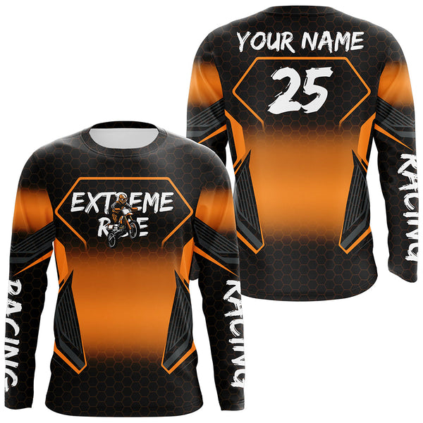 Maxcorners Custom Motocross Jersey Kid Men Women Upf30+ Orange Dirt Bike Shirt MX Off-Road Rider Motorcycle MT2809