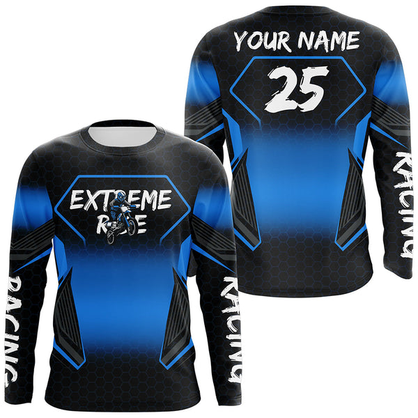 Maxcorners Custom Motocross Jersey Kid Men Women Upf30+ Blue Dirt Bike Shirt MX Off-Road Rider Motorcycle MT2809