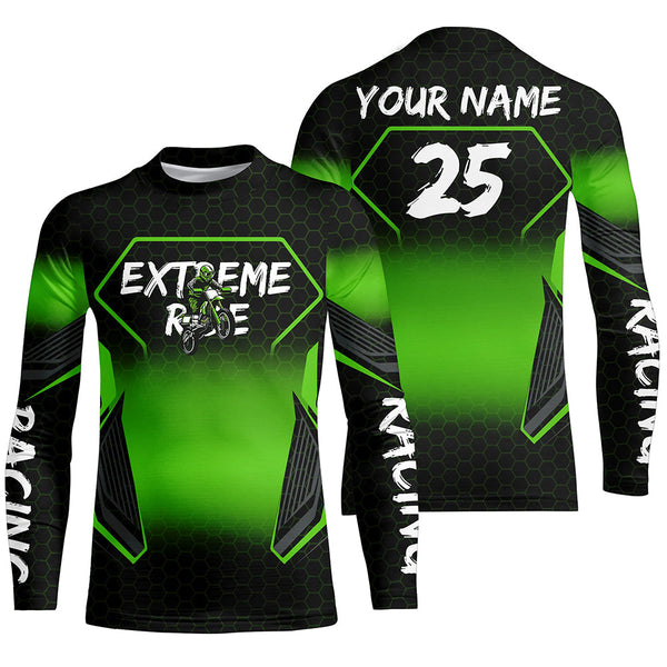 Maxcorners Custom Motocross Jersey Kid Men Women Upf30+ Green Dirt Bike Shirt MX Off-Road Rider Motorcycle MT2809