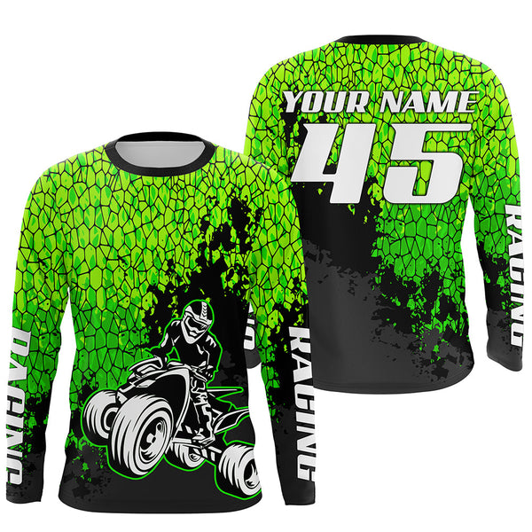 Maxcorners Personalized ATV Motocross Jersey Green UPF30+ Men Kid Quad Bike Shirt ATV MX Off-Road Riding Shirt LM2809