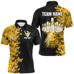 Maxcorners Butterfly Bowling Polo Shirts For Men Women Custom Bowling Jersey Team