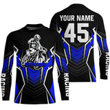 Maxcorners Blue Motocross Jersey Men Women Kid Upf30+ Custom Dirt Bike Shirt Off-Road Jersey Boys Girls MT2809