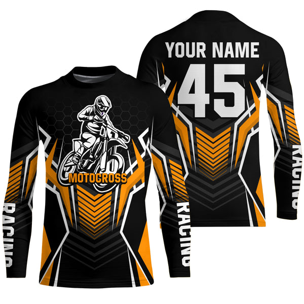 Maxcorners Orange Motocross Jersey Men Women Kid Upf30+ Custom Dirt Bike Shirt Off-Road Jersey Boys Girls MT2809