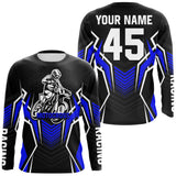 Maxcorners Blue Motocross Jersey Men Women Kid Upf30+ Custom Dirt Bike Shirt Off-Road Jersey Boys Girls MT2809