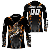 Maxcorners Personalized Orange Motocross Jersey Kid&Adult Upf30+ Dirt Bike Shirt Off-Road Motorcycle Racing MT2709