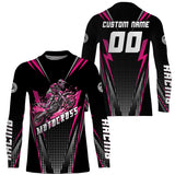 Maxcorners Personalized Pink Motocross Jersey Kid&Adult Upf30+ Dirt Bike Shirt Off-Road Motorcycle Racing MT2709