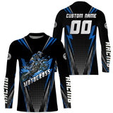 Maxcorners Personalized Blue Motocross Jersey Kid&Adult Upf30+ Dirt Bike Shirt Off-Road Motorcycle Racing MT2709