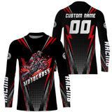 Maxcorners Personalized Red Motocross Jersey Kid&Adult Upf30+ Dirt Bike Shirt Off-Road Motorcycle Racing MT2709