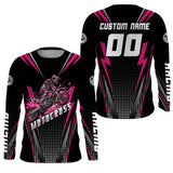 Maxcorners Personalized Pink Motocross Jersey Kid&Adult Upf30+ Dirt Bike Shirt Off-Road Motorcycle Racing MT2709