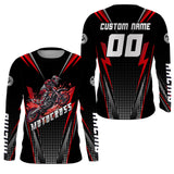 Maxcorners Personalized Red Motocross Jersey Kid&Adult Upf30+ Dirt Bike Shirt Off-Road Motorcycle Racing MT2709