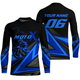 Maxcorners Personalized MotoX Jersey Adult&Kid Upf30+ Blue Motocross Dirt Bike Shirt Off-Road Racing Jersey MT2709