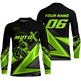 Maxcorners Personalized MotoX Jersey Adult&Kid Upf30+ Green Motocross Dirt Bike Shirt Off-Road Racing Jersey MT2709