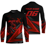 Maxcorners Personalized MotoX Jersey Adult&Kid Upf30+ Red Motocross Dirt Bike Shirt Off-Road Racing Jersey MT2709