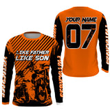 Maxcorners Like Father Like Son Dirt Bike Shirt UPF30+ Personalized Motocross Jersey Orange MX Racing Racewear LM2809