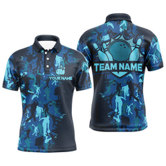 Maxcorners Bowling Ball And Pins Camo Mutilcolor Options Customized Name, Team Name 3D Polo Shirt Unisex