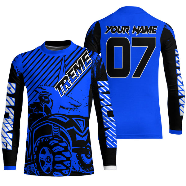 Maxcorners Custom Quad Bike Jersey Kid Men Women Upf30+ Blue ATV Motocross Shirt Extreme Rider PDT841 MT2809