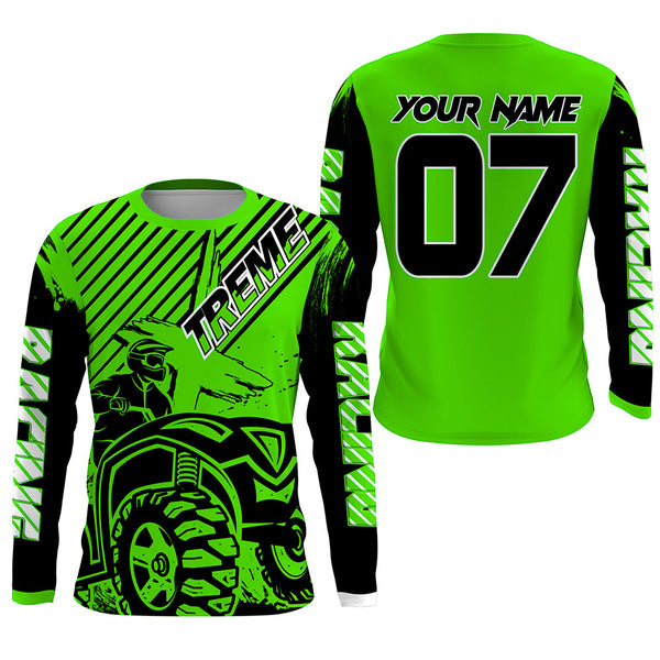 Maxcorners Custom Quad Bike Jersey Kid Men Women Upf30+ Green ATV Motocross Shirt Extreme Rider PDT841 MT2809