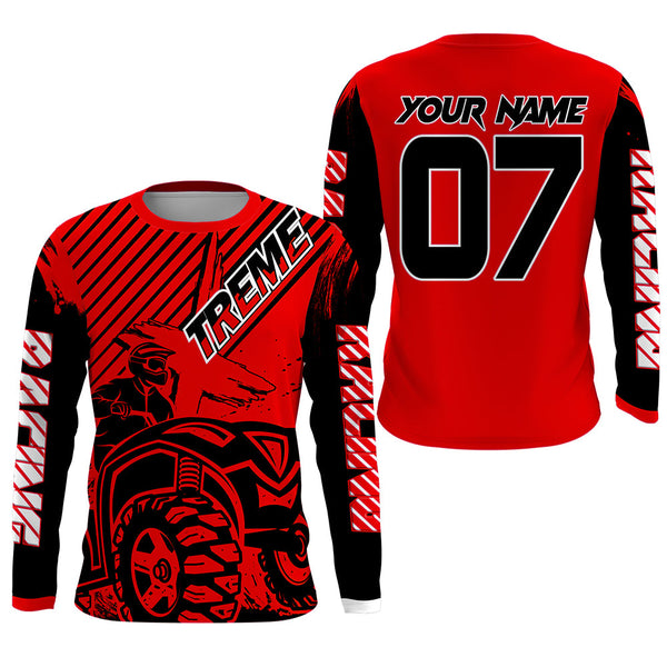 Maxcorners Custom Quad Bike Jersey Kid Men Women Upf30+ Red ATV Motocross Shirt Extreme Rider PDT841 MT2809