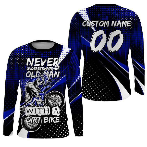 Maxcorners Blue Motocross Jersey Personalized UPF30+ Dirt Bike Shirt Men Women Kid MX Racing Motorcycle Jersey LM2809