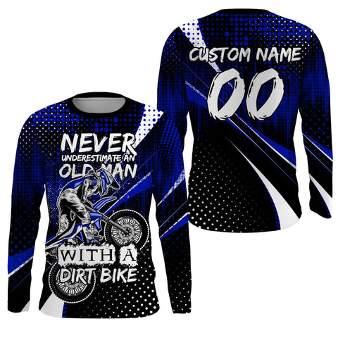 Maxcorners Blue Motocross Jersey Personalized UPF30+ Dirt Bike Shirt Men Women Kid MX Racing Motorcycle Jersey LM2809