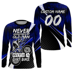 Maxcorners Blue Motocross Jersey Personalized UPF30+ Dirt Bike Shirt Men Women Kid MX Racing Motorcycle Jersey LM2809