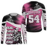 Maxcorners Custom MX Jersey Women Youth UPF30+ Real Girls Ride Dirt Bike Shirt Motocross Off-Road Long Sleeve LM2809