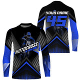 Maxcorners Custom Motocross Riding Jersey Men Women Kid Upf30+ Blue MX Dirt Bike Shirt Off-Road Jersey MT2709