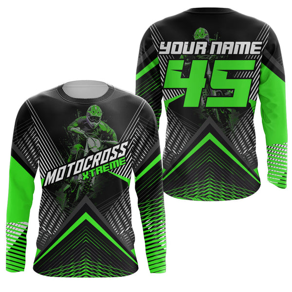 Maxcorners Custom Motocross Riding Jersey Men Women Kid Upf30+ Green MX Dirt Bike Shirt Off-Road Jersey MT2709